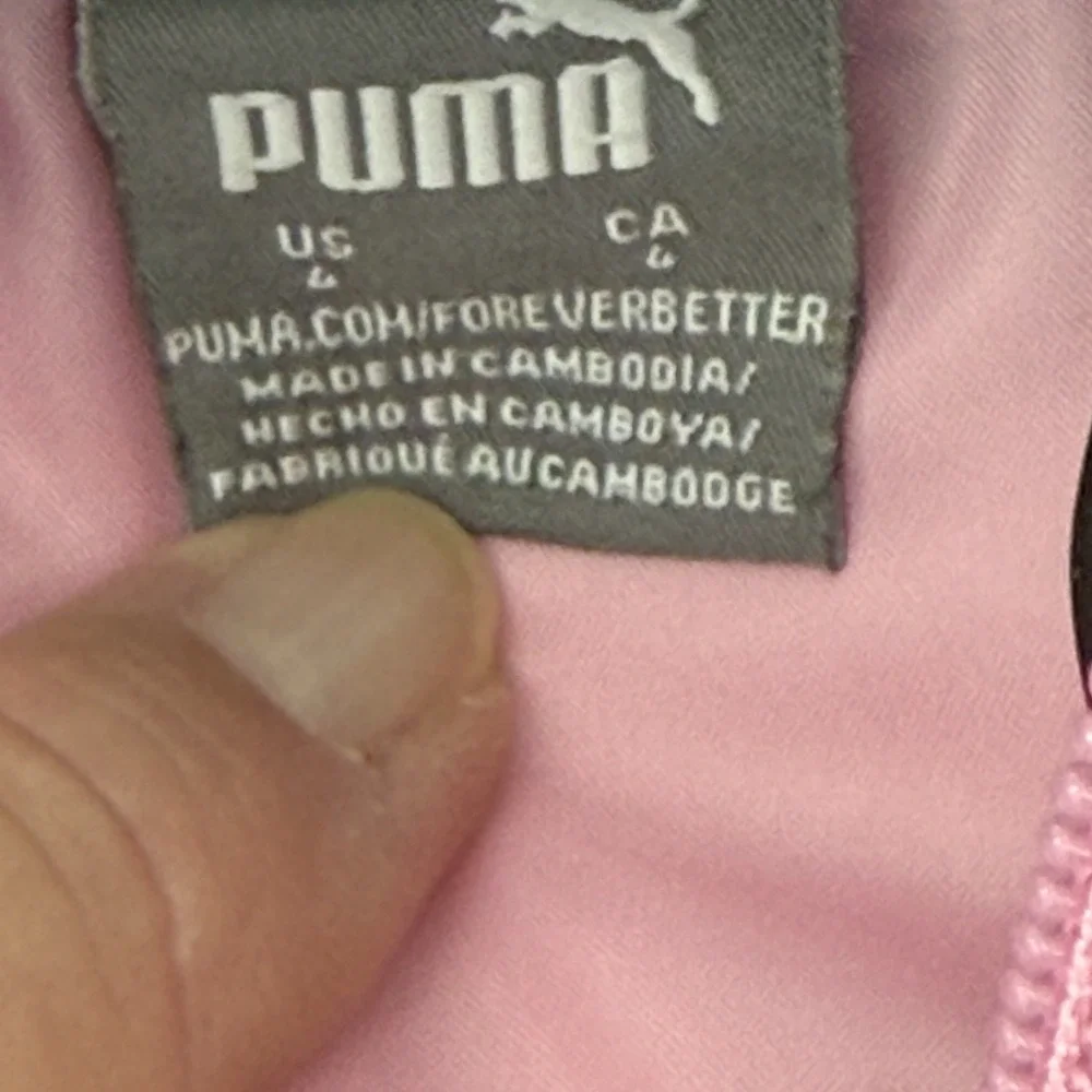 Puma Girls Vest Puffer Jacket Youth Size 4 Black White Pink Logo Full Zip Warm